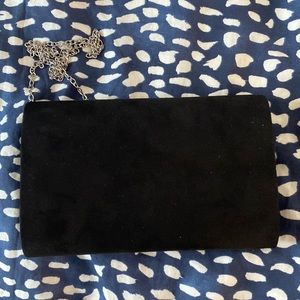 Black Suede Clutch with chain